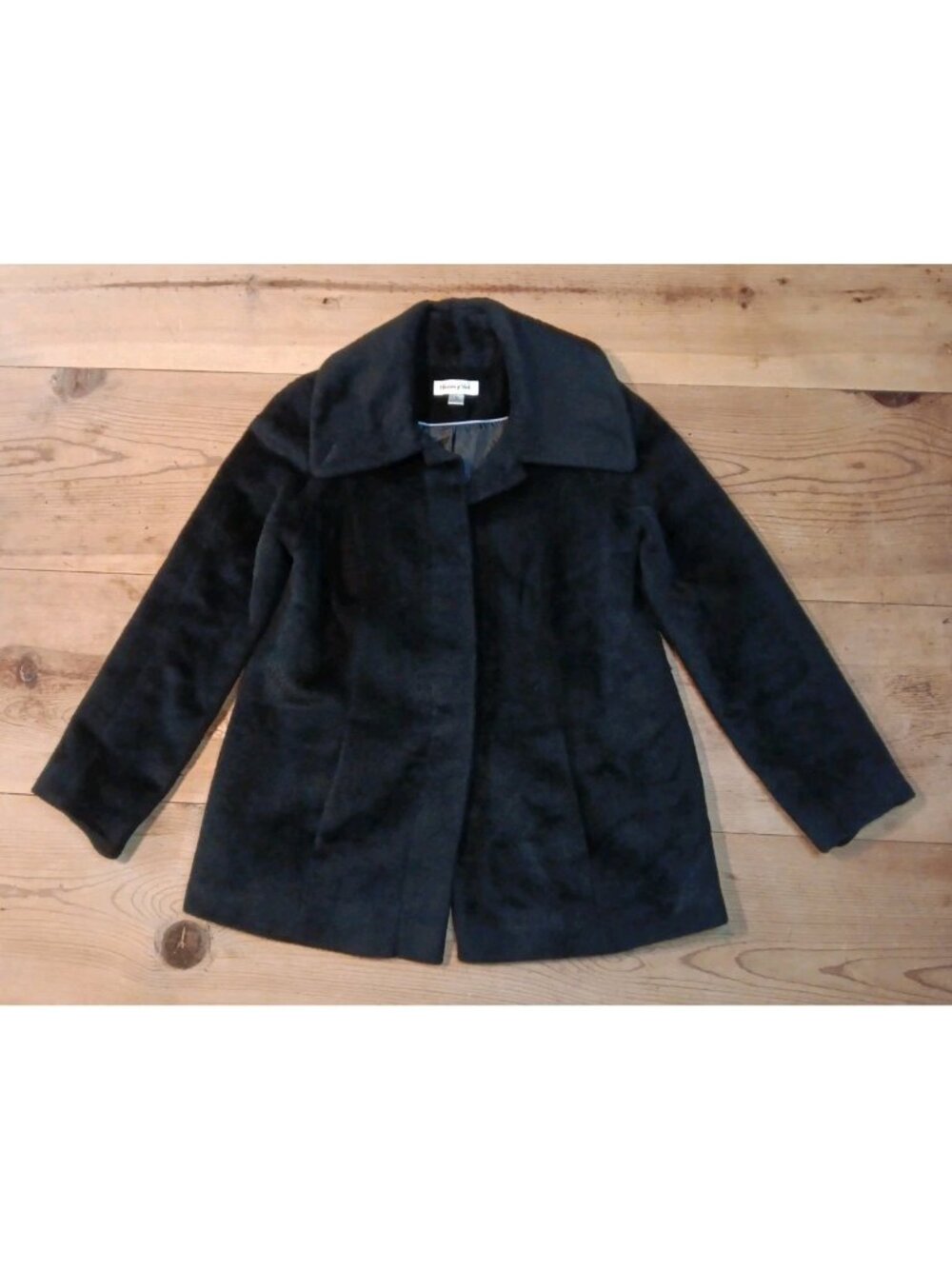 Preston & York Womens 10 Wool Mohair Blend Winter Dress Coat Black Button Front